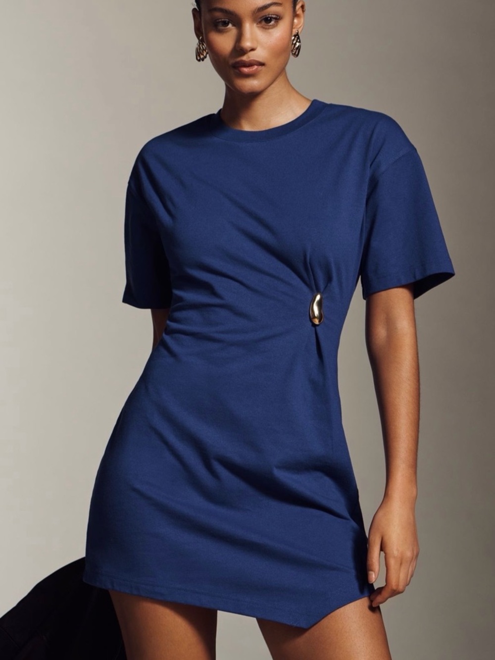 Sleek Navy Mini Dress with Gold Accent Anthropologie